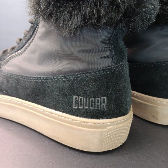 Sz 7.5 Cougar Dubliner Storm Black Suede High Top Sneaker Fur Lined READ VN - Picture 4 of 14